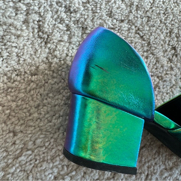 Intentionally Blank Green Iridescent Leather Heels Size 10 - Picture 7 of 13